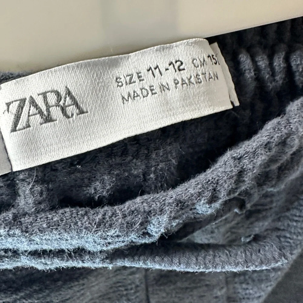 Zara‎ Short & Shirt Set Kids 11-12 Gray Textured Relax and Play Seersucker 2pc